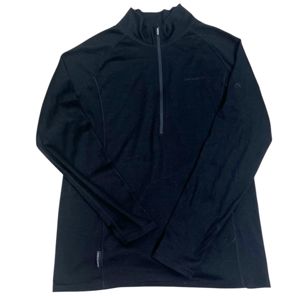 Craghoppers 1/2 Zip Merino Wool Blend Base Layer Black Men XL Slim Fit
